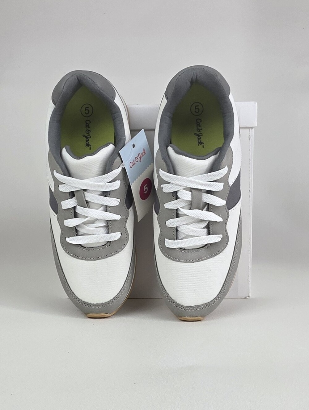 Cat & Jack White and Gray Kids' Lace-Up Sneakers!